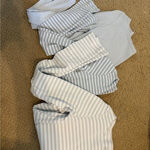 Striped Brandy Melville Long Sleeves - Light Blue & White 3 Pack